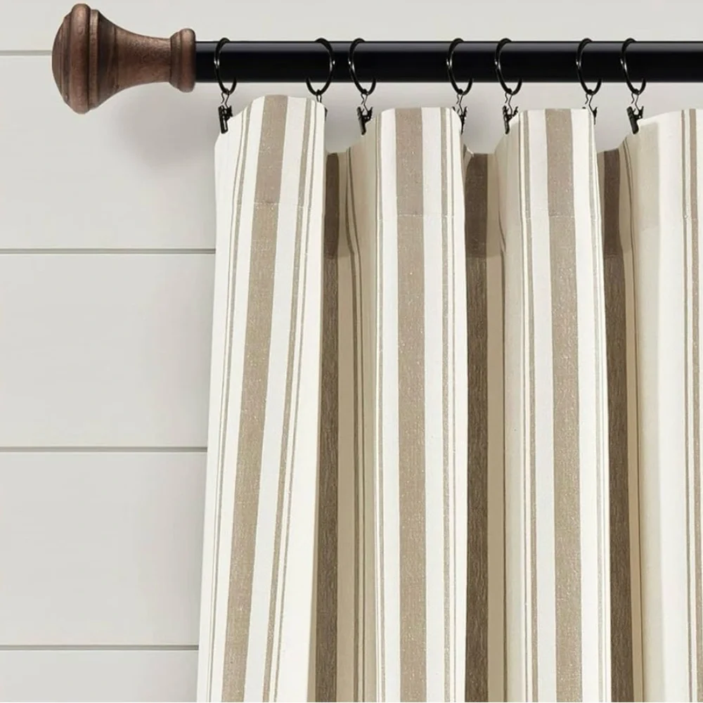 Lush Decor Farmhouse Stripe Yarn Dyed Cotton Window Curtain Pnl Pair